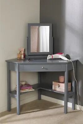 £155 • Buy Corner Dressing Table Vanity Desk With Mirror Makeup Dresser Bedroom Set GREY