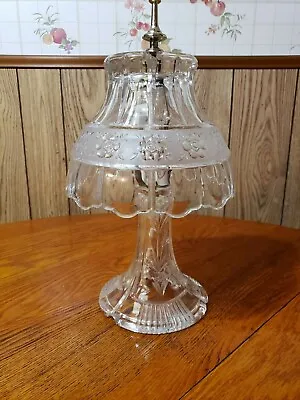 Vintage Cut Crystal Glass Hurricane Lamp 11 3/4  Tall Nice • $99.95