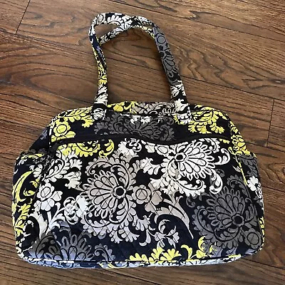 Vera Bradley Yellow Black Baroque Quilted Duffle Bag Retired 16” X 11” X 6” • $18