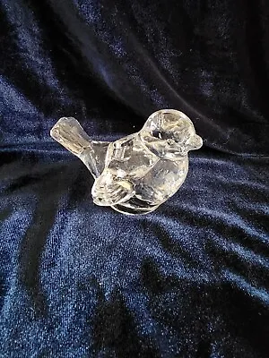 Vintage Mini Taper Camdle Bird Clear Glass Candle Holder Figurine Paperweight  • $8