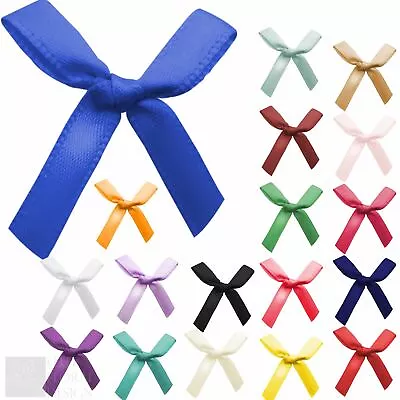 3cm Wide Pre Tied Bows - 7mm Satin Ribbon Crafts Wedding Card Making • £1.59