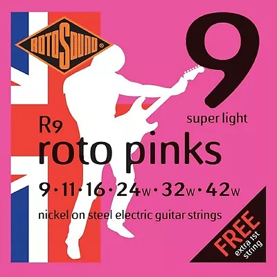 Rotosound R9 Roto Pinks Nickel Electric Guitar Strings 9-42 • $16