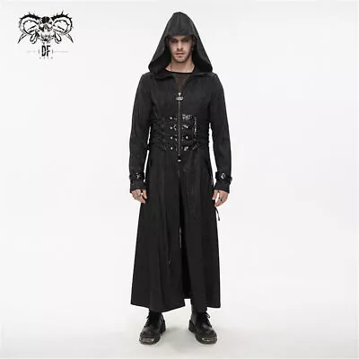 Devil Fashion Black Gothic Punk Adjustable Rope Decoration Hooded Coat For Men • $179.19