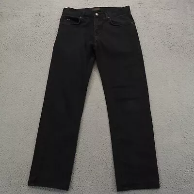 J. Lindeberg Jeans Mens 29x28 Black Cotton Straight Leg Flat Front Low Rise Dark • $34.95