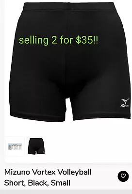 Mizuno Womens Vortex Volleyball Shorts. 2 Of The Same!! Black Small • $35