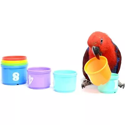 Birds Trick Training Stacking Cups Toy Educational Parrot Activity Play Gym  • $17.58