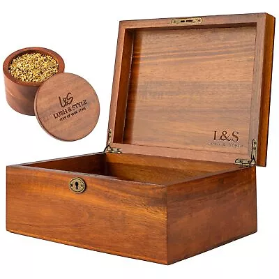 Home Decorative Storage Wooden Box With Hinged Lid And Locking Key Large 11X9... • $59.62