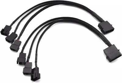 Molex To Fan Power Splitter Cable 2 Pack 4-Pin IDE To 3X 4-Pin Fan Connector Bl • $15.61