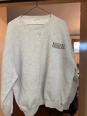 'Montana Grizzlies' Sweatshirt - Men's Size Large - Gray - Circa 1997 • $9.95
