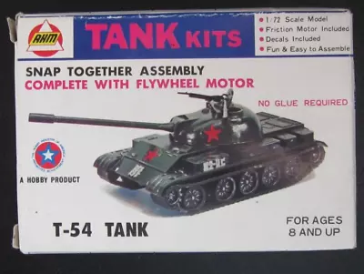 T-54 Soviet Tank Fricton Motor 1/72 Scale Plastic Model Ahm Tank Kits  Nos • $10.99