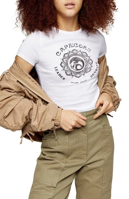£14.24 • Buy Women's Topshop Horoscope Graphic Crop Tee, Size 4 US - White