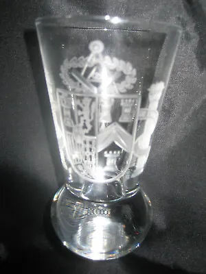 £25 • Buy TRADITIONAL MASONIC FIRING GLASS  ENGRAVED WITH THE CoA's - GRAND LODGE OF SPAIN