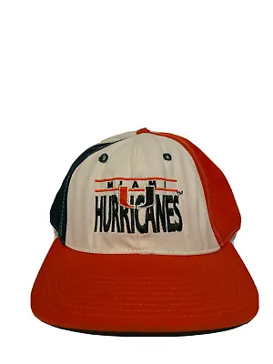 Vintage Miami Hurricanes Pin Wheel Style ASD All Star Designs Hat Size 7 3/8 • $17.49