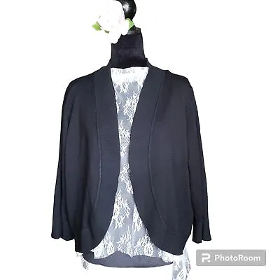 89th & Madison Womens Sweater Shrug Black 3/4 Sleeve Bolero Style 2X  • $16