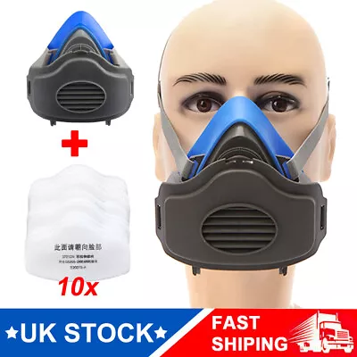 Safety Gas Mask Respirator Half Face Protect Painting Spray Facepiece W/Filters • £11.99