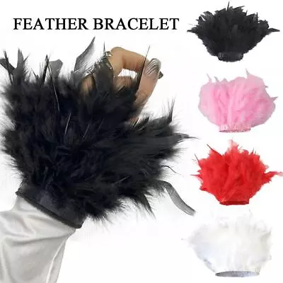 Women Feather Cuff Slap Bracelets Hair Hoop Rings Wrist Fur Fluffy Wrist • £4.86