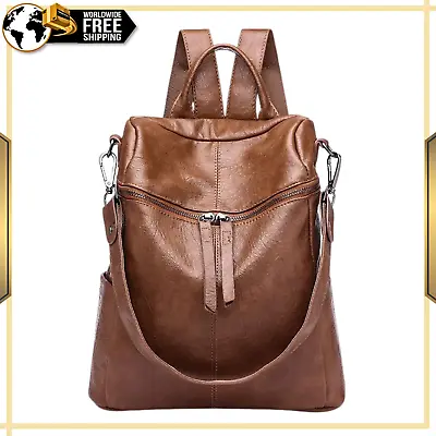 Women Backpack Bag Shoulder Leather LARGE Travel Handbag Rucksack School Girls • $86.40