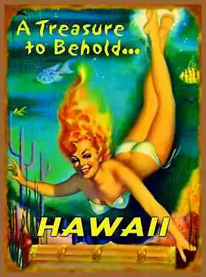 $14.99 • Buy Hawaiian Mermaid Distressed Image Metal Sign 8x12 Welcome Tiki Bar Beach Decor