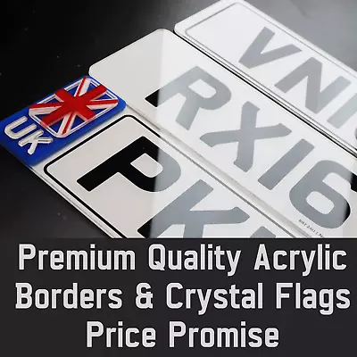 Pair Luxury HD Printed Number Plates Flags Chunky Border Road Legal Replacement • £15.99