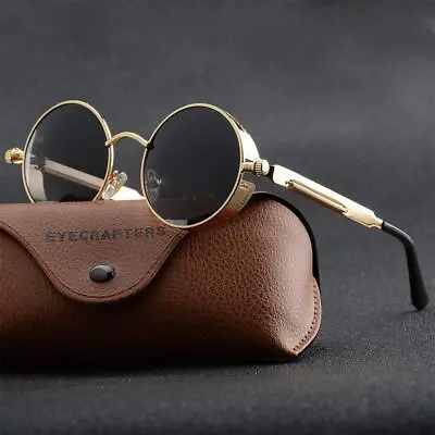 Retro Polarized Steampunk Sunglasses Fashion Round Mirrored -Sunglasses NEW US • $3.93