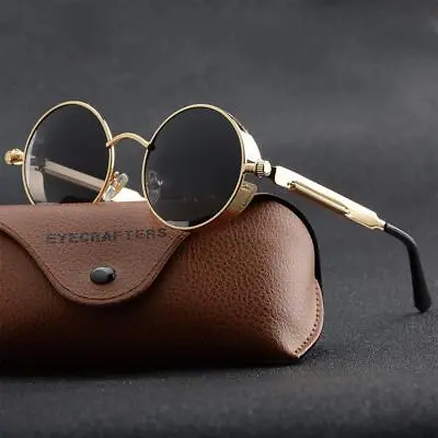 Retro Polarized Steampunk Sunglasses Fashion Round Mirrored -Sunglasses NEW USA • $3.79
