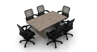 8ft Rectangular Conference Table Set With 6 Mesh Offices Chairs With Fixed Arms • $1895