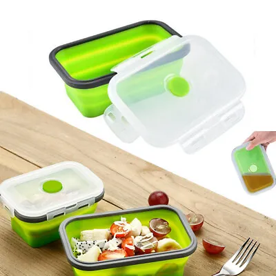 Storage Silicone Food Container Folding Lunchbox Picnic Boxes Collapsible Bowl • £8.79