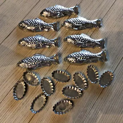 VINTAGE TIN Butter Candy Mold FISH & OVAL Butter Pat Shape • $35