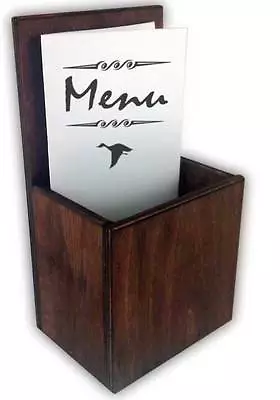 Wooden Takeaway Menu Holder Leaflet Table Top Pocket Dark Stain Bar Restaurant • £11.49