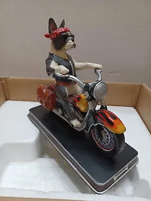 Danbury Mint Bad To The Bone Boston Terrier On Flaming Motorcycle RARE NIB • $119.99