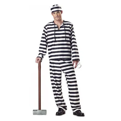 Convict Prisoner Costume Adult Mens Stage Prom Costume Costume Halloween Costume • $23.09