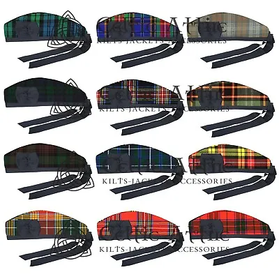 GLENGARRY Cap Scottish Tartan Military Piper Glengarry Bonnet Cap ( Set 2 ) • $20