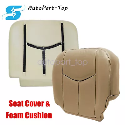 Driver Bottom Leather Seat Cover Tan With Foam Cushion For Chevy Silverado 03-06 • $63.69