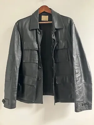 HELMUT LANG MEN'S Flight-Inspired Structured Leather Vintage 1997 Coat • $1250