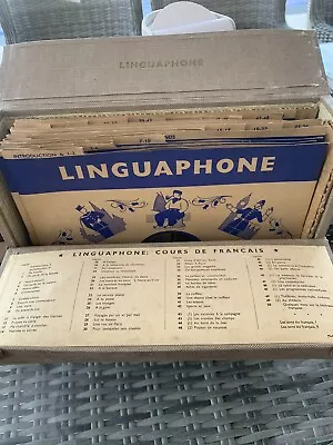 Vintage Linguaphone French Course 78rpm Records + Book Etc In Original Case • £15