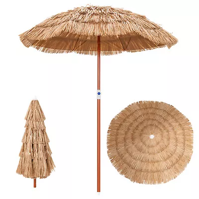 Patio 6FT Tropical Thatched Tiki Beach Umbrella Portable Outdoor Market Tilt • $54.99