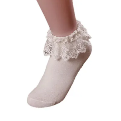 $9.97 • Buy Women Vintage Lace Ruffle Frilly Ankle Socks Princess Girl Cotton Socks WH