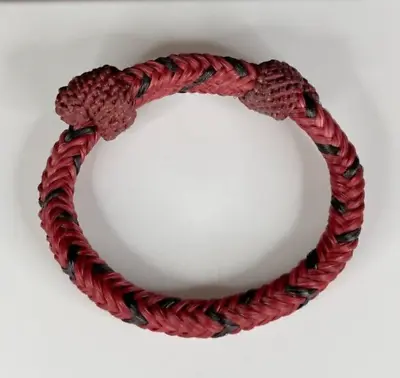 Vintage Hand Made Braided Adjustable Burgundy & Black Horse Hair Bracelet - 1680 • £38.91