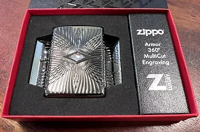 2024 RELEASE! Zippo ARMOR Lighter MULTICUT CRYSTAL Black Ice BNIB FREE POST • £89.40