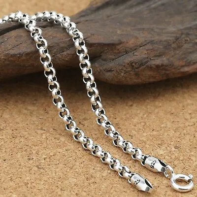 Solid 925 Sterling Silver Chain 3mm Cable Rolo Circle Link Necklace 18-32inch • $32