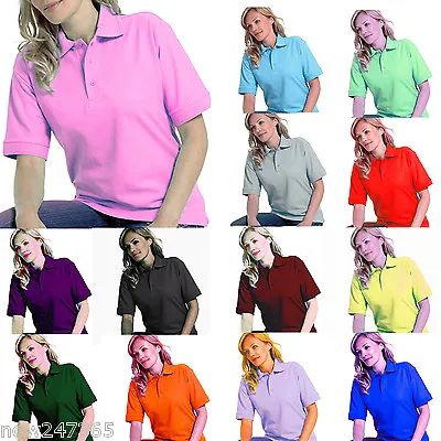 £6.90 • Buy Ladies Polo Shirt Size UK 8 To 26 Plus Pique T-Shirt All Colours NEW UK STOCK