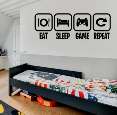 £8.25 • Buy Eat Sleep Game Repeat Gaming Kids Bedroom Vinyl Decal Wall Art Sticker