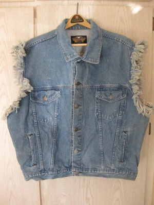 £24.34 • Buy Official Harley Davidson American Flag Blue Jean Vest Men S Size XL