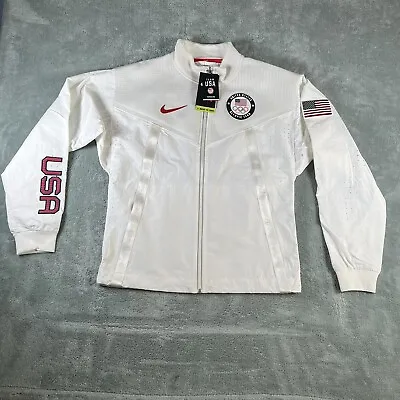 Nike Olympic Team USA Men Medal Podium Jacket Sz S Windrunner White CK4552-100 • $107