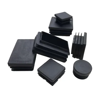 Rectangular Plastic End Caps Ribbed Plugs Blanking Inserts Tube Pipe Bungs Black • $5.45