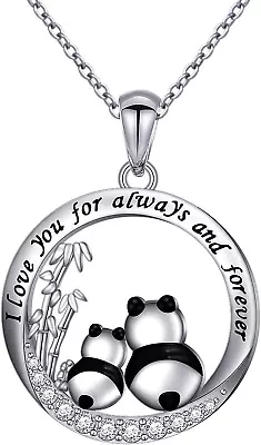 925 Sterling Silver Pandas I Love You For Always Forever Pendant Gifts For Women • $80.04