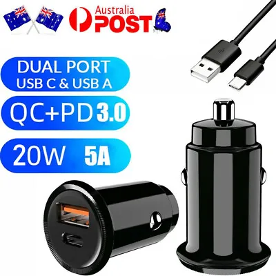 AU Car Charger Adapter USB Type-C Quick Charging Fast QC3.0 PD Cigarette Lighter • $12.96