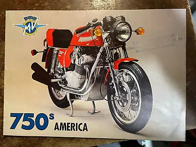 MV AGUSTA 750S America Motorcycle Brochure 1975 Original Poster Foldout • $55