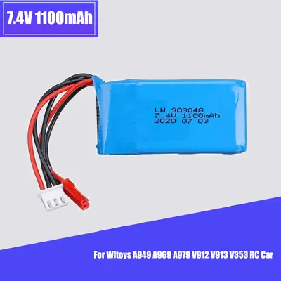1Pcs Battery 7.4v 1100mah 25c For Wltoys A949 A959 A969 A979 V912 V913 V353 Car • $10.99