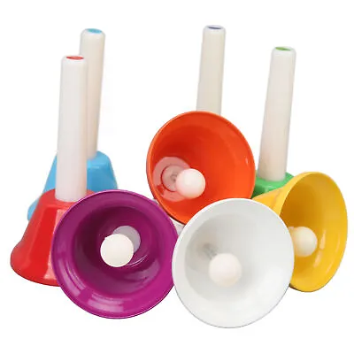 Hand Bell Set Colorful 8 Note Musical Alloy Handbells For Children Adult Wed ABE • $33.95